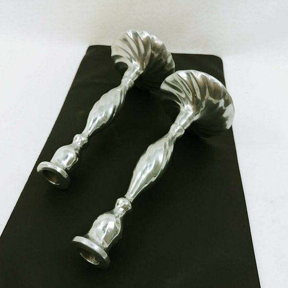 Candle Stick Holders Twist Shaft Base Cast Aluminum Vintage Home Decor 9" - Picture 5 of 8